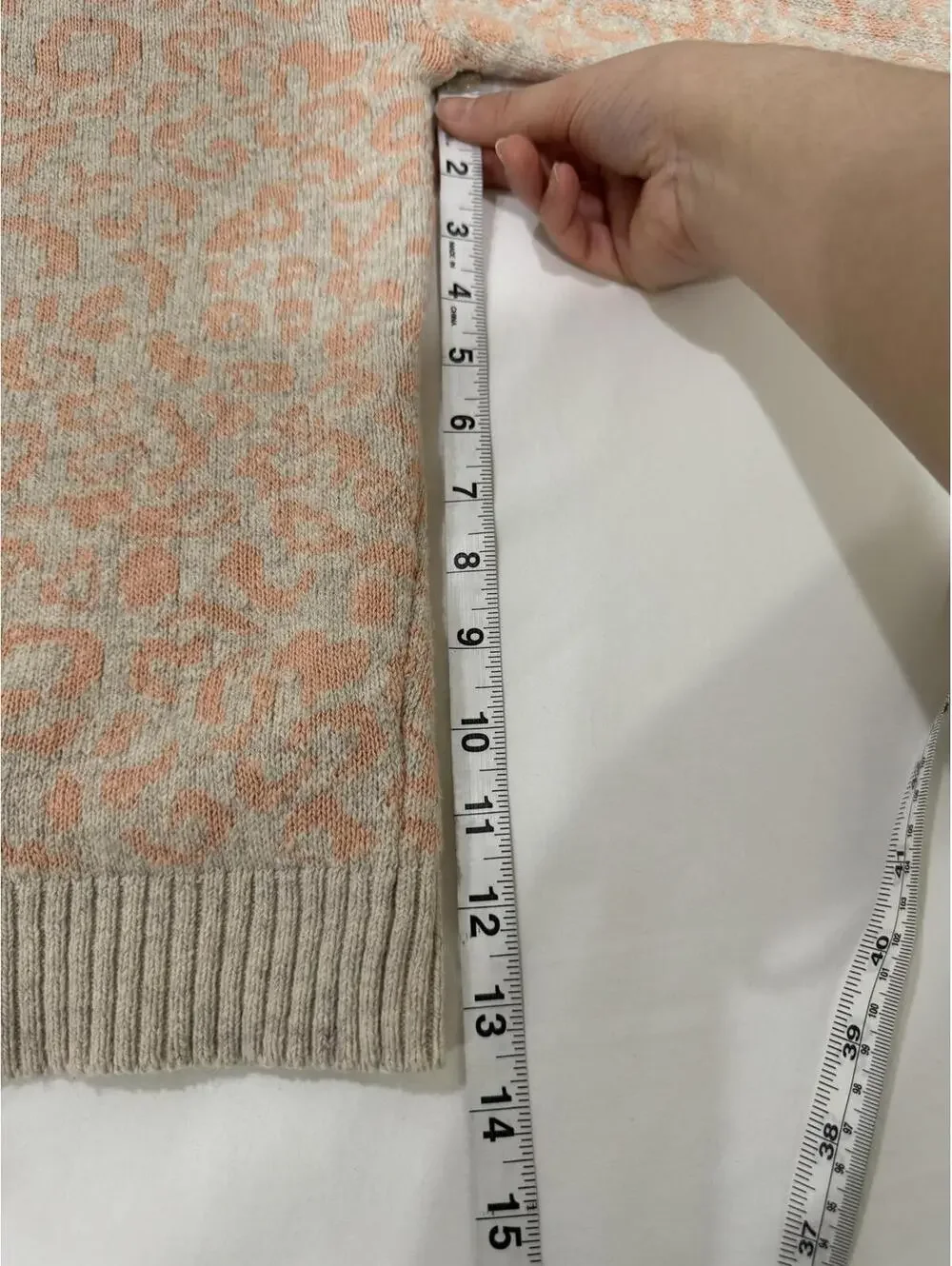 Free People Alpaca Blend Animal Print Boat Neck Sweater Peach Beige Small